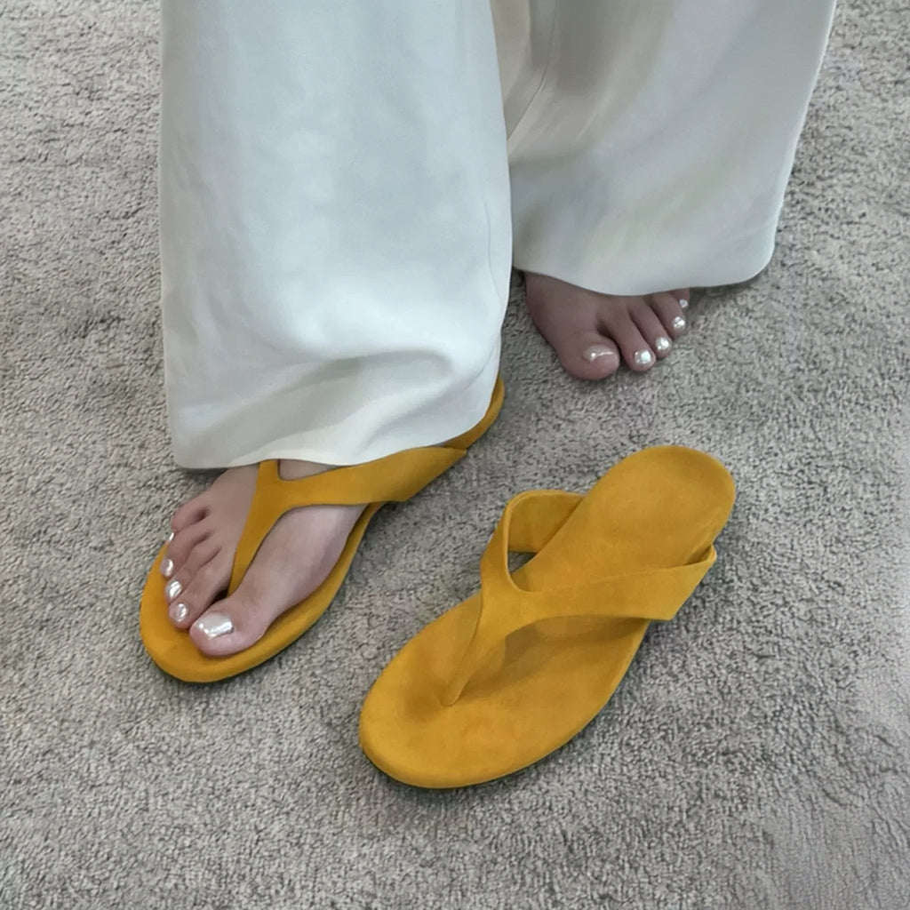 The Dual Stride Deep Yellow Premium Suede Thong Sandals