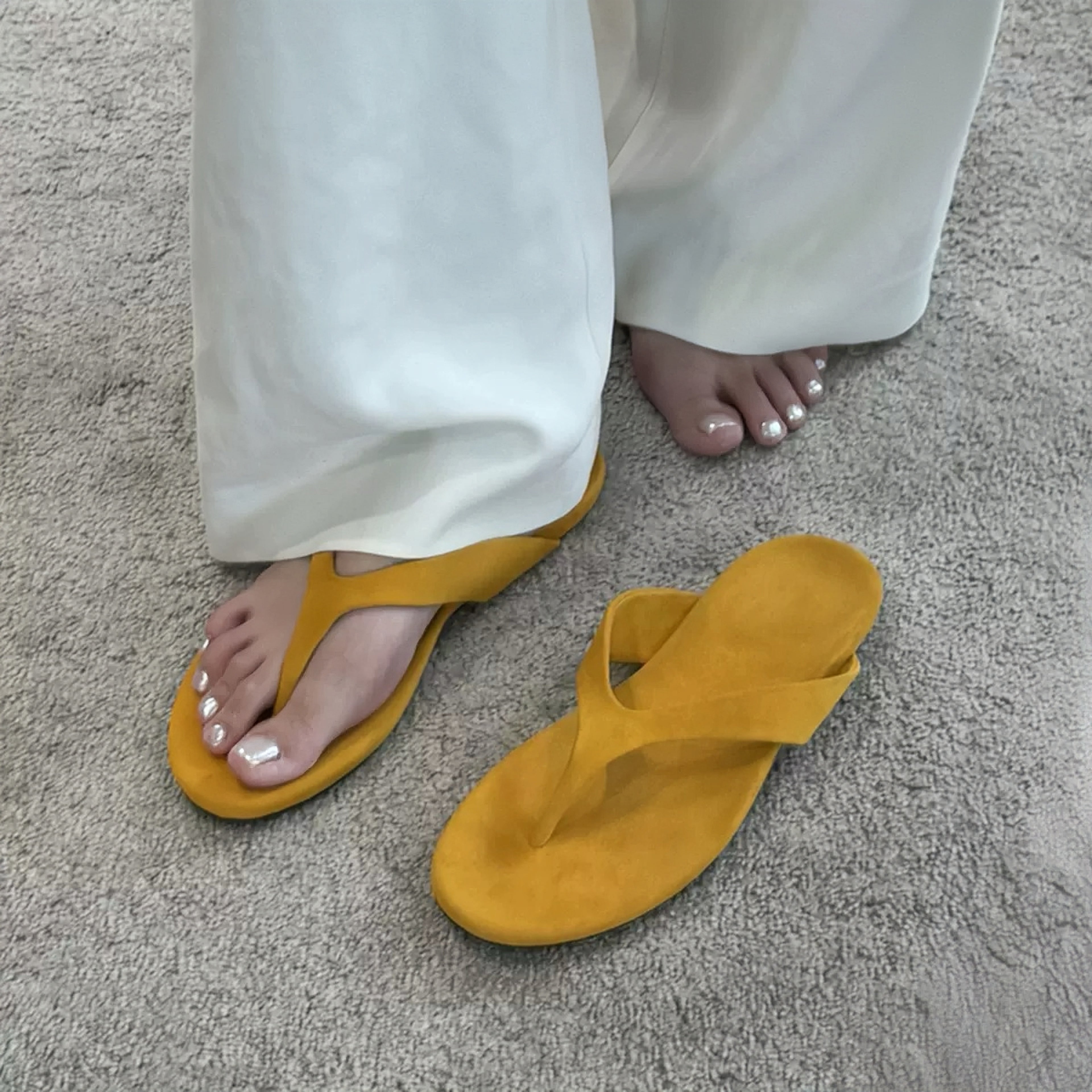The Dual Stride Deep Yellow Premium Suede Thong Sandals