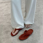 The Dual Stride Red Premium Suede Thong Sandals