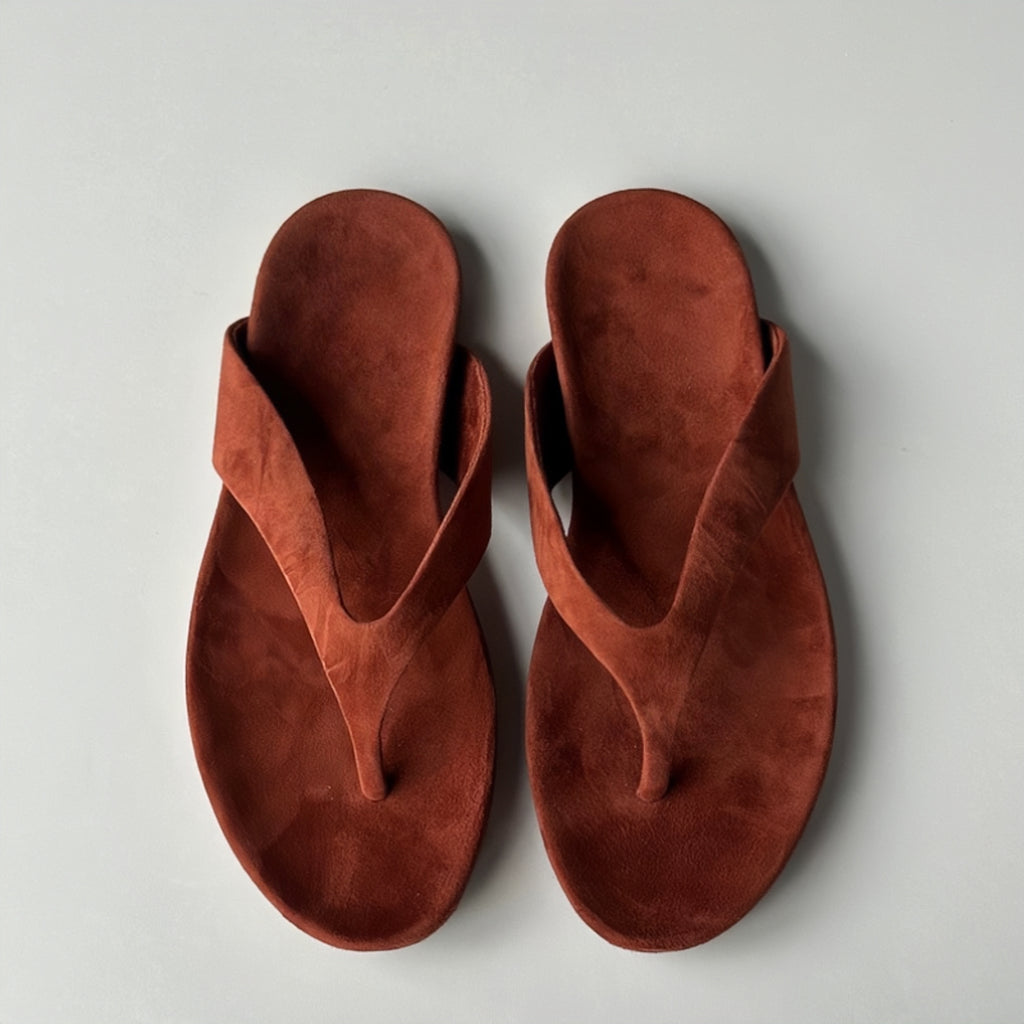 The Dual Stride Red Premium Suede Thong Sandals