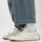 The Dual Stride Men's White Suede & Mesh Performance Sneakers