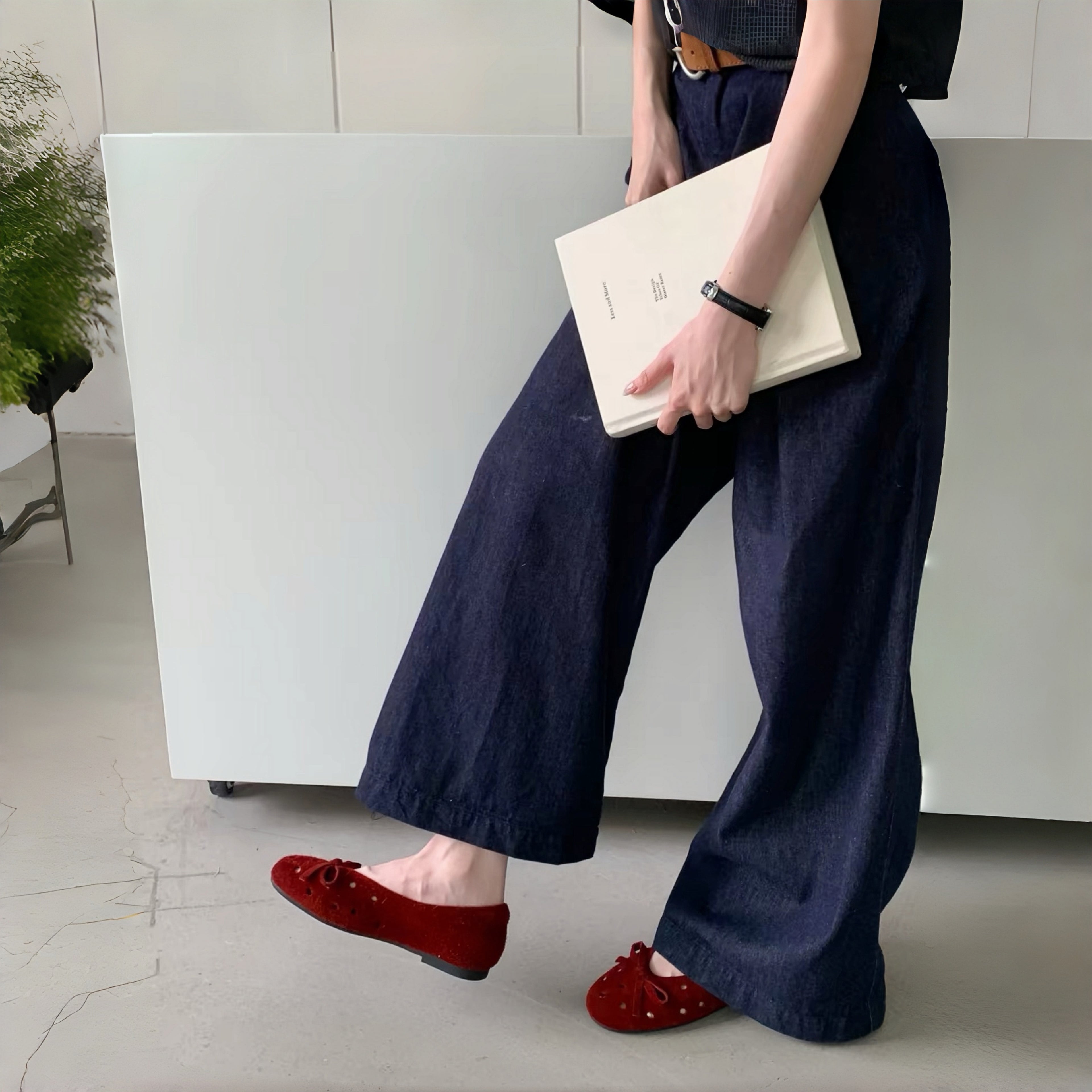 The Dual Stride Red Suede Ballet Flats