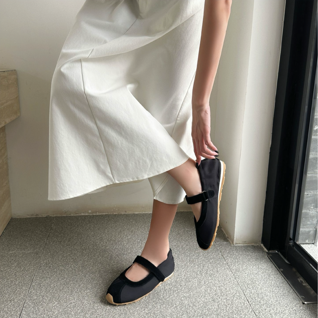 The Dual Stride Black Mary Jane Sneaker Flat