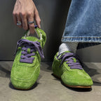The Dual Stride Men's Green Suede Casual Sneakers