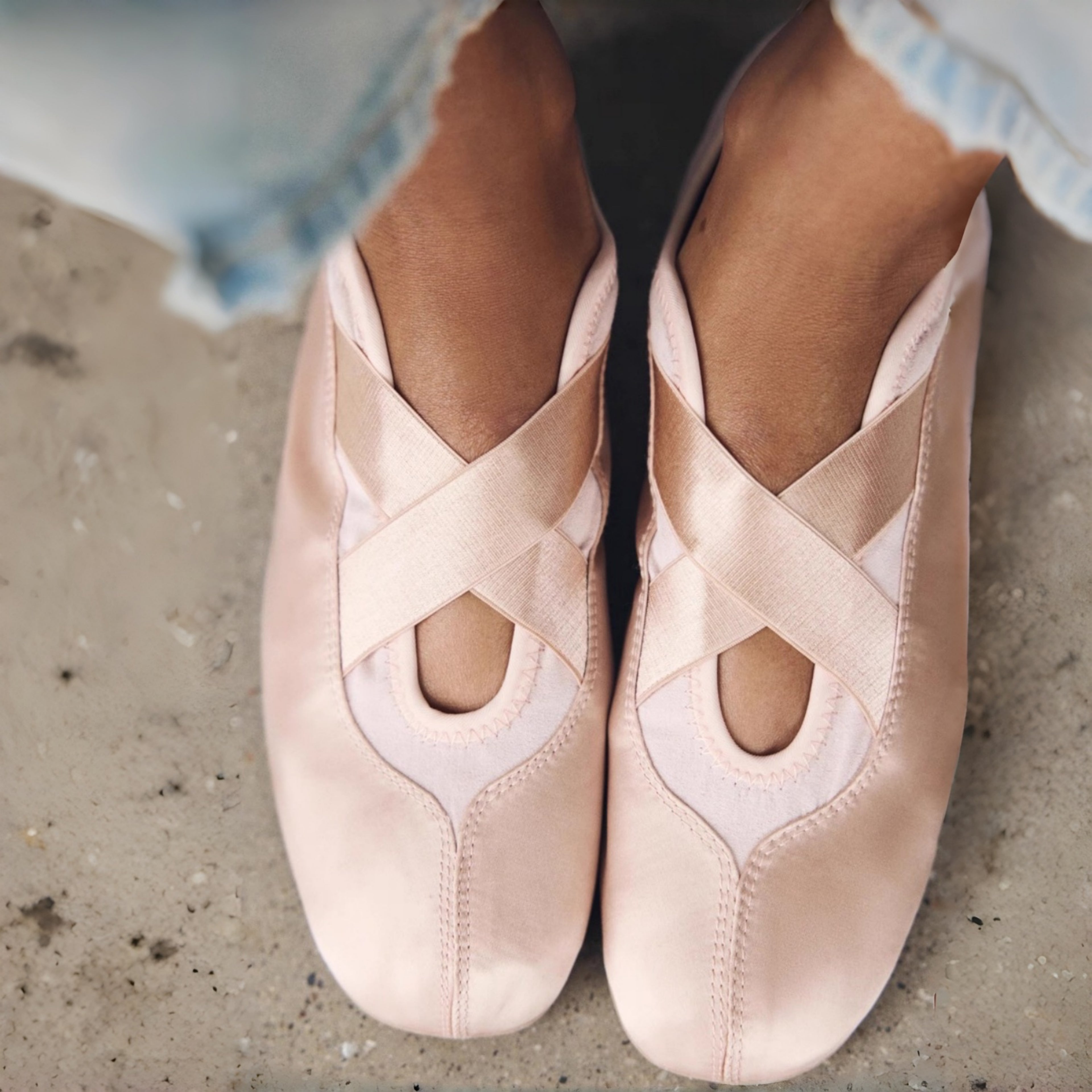 The Dual Stride Pink Satin Ballet Flats
