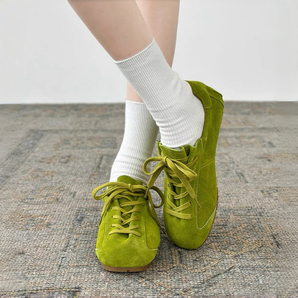 The Dual StrideRetro Olive Green Suede Casual Sneakers