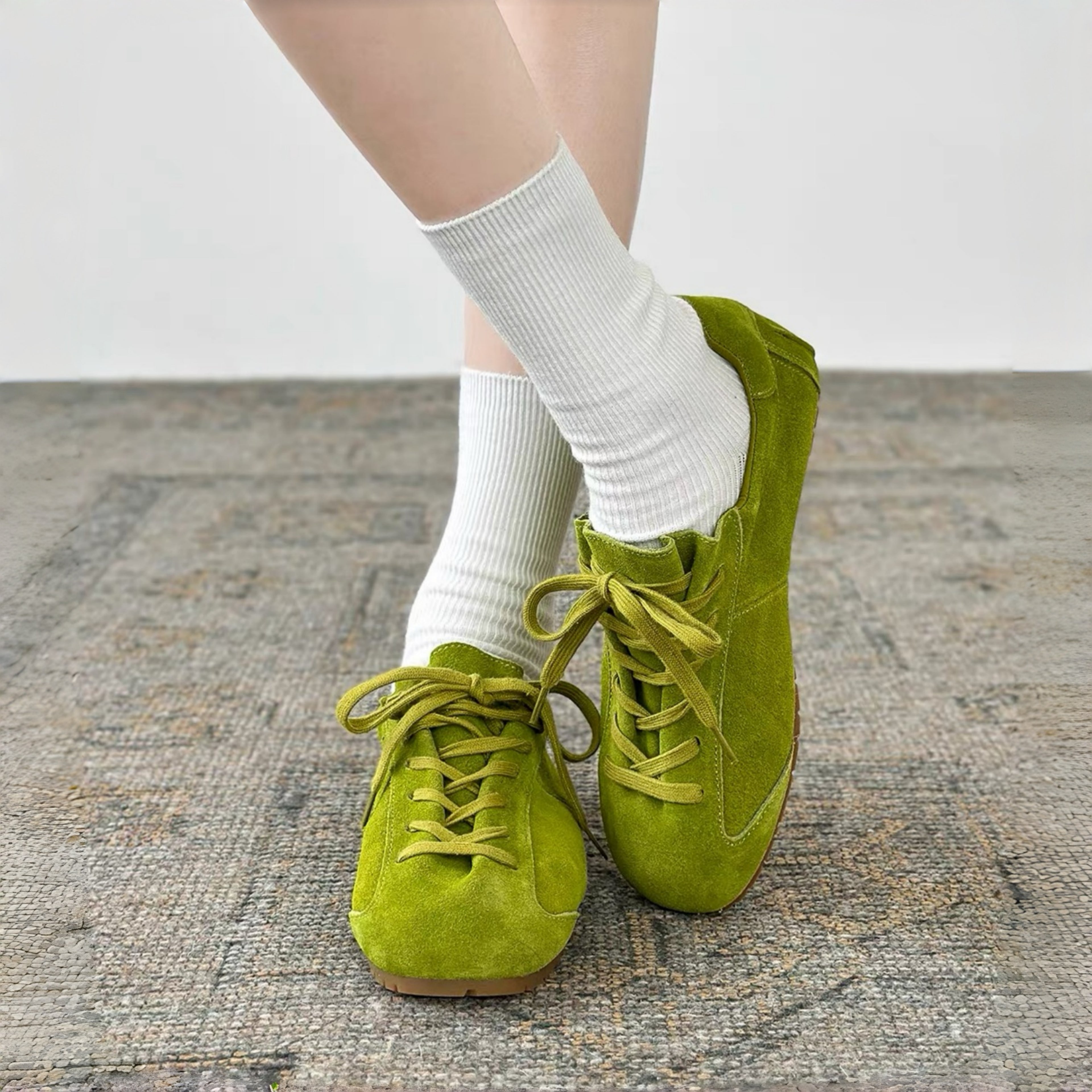 The Dual StrideRetro Olive Green Suede Casual Sneakers