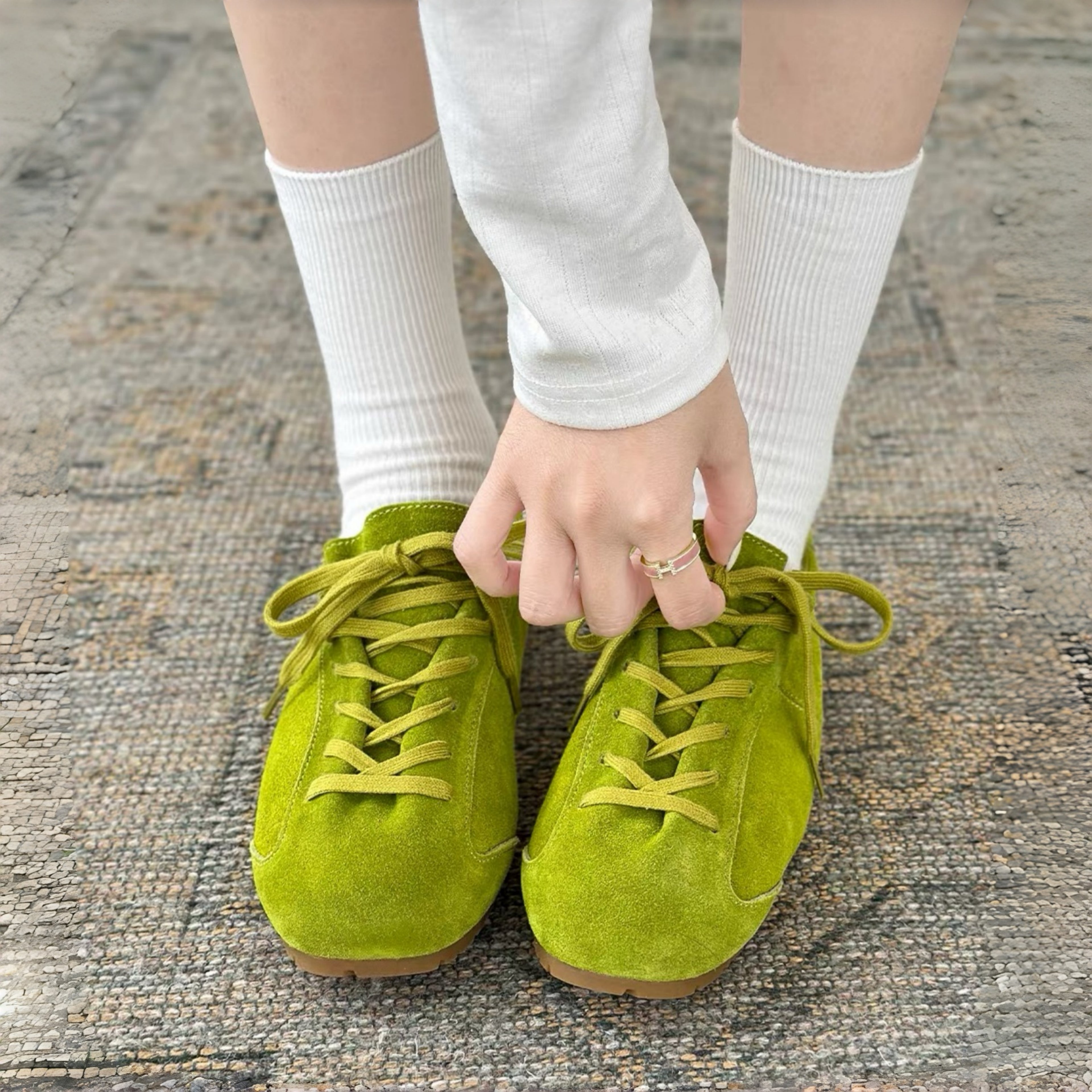 The Dual StrideRetro Olive Green Suede Casual Sneakers