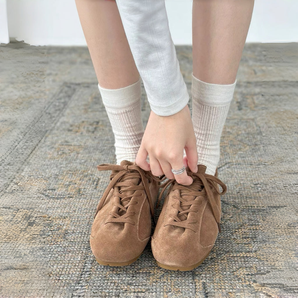The Dual Stride Retro Khaki Suede Casual Sneakers