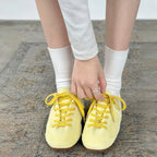 The Dual Stride Retro Light Yellow Suede Casual Sneakers