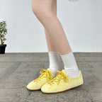 The Dual Stride Retro Light Yellow Suede Casual Sneakers