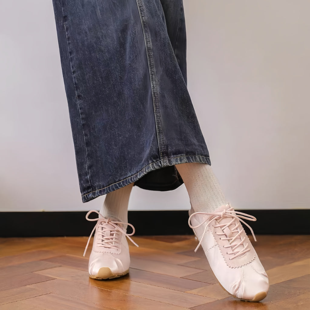The Dual Stride Women‘s Pink Satin Ballet Trainers