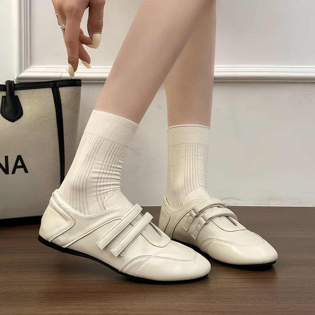 The Dual Stride Women's Cream Minimalist Double-Strap Shoes