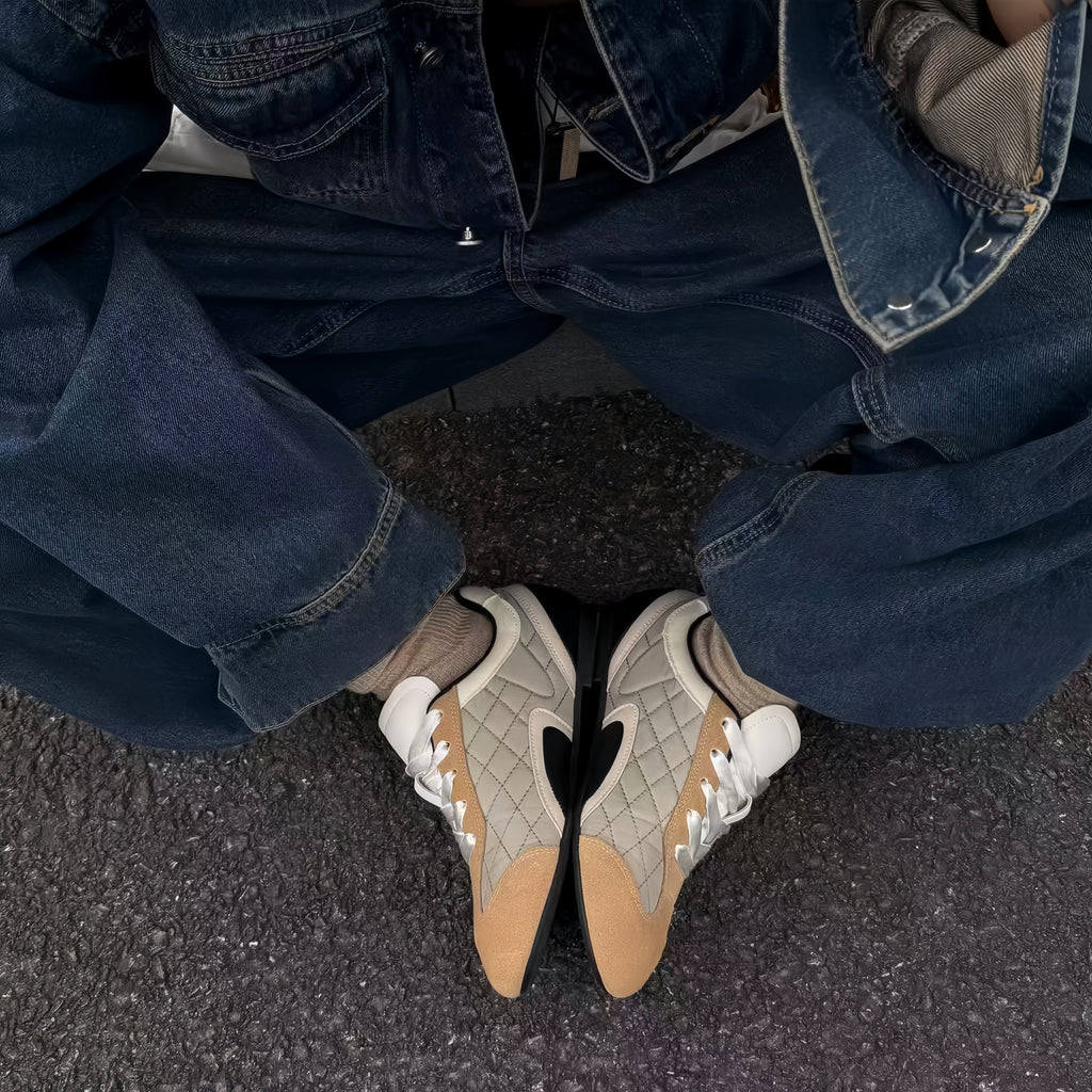 The Dual Stride Khaki Vintage Diamond pattern Casual Shoes