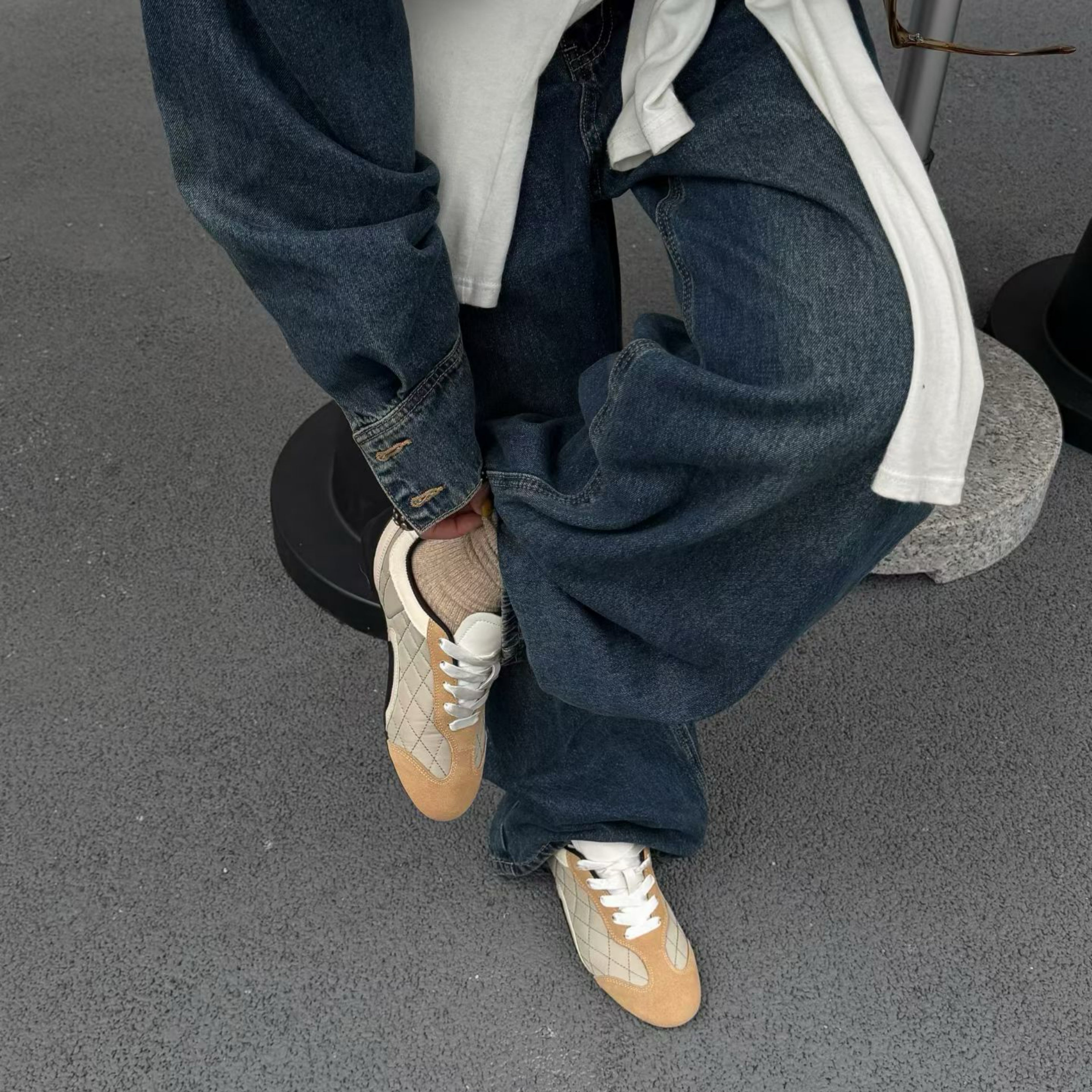 The Dual Stride Khaki Vintage Diamond pattern Casual Shoes