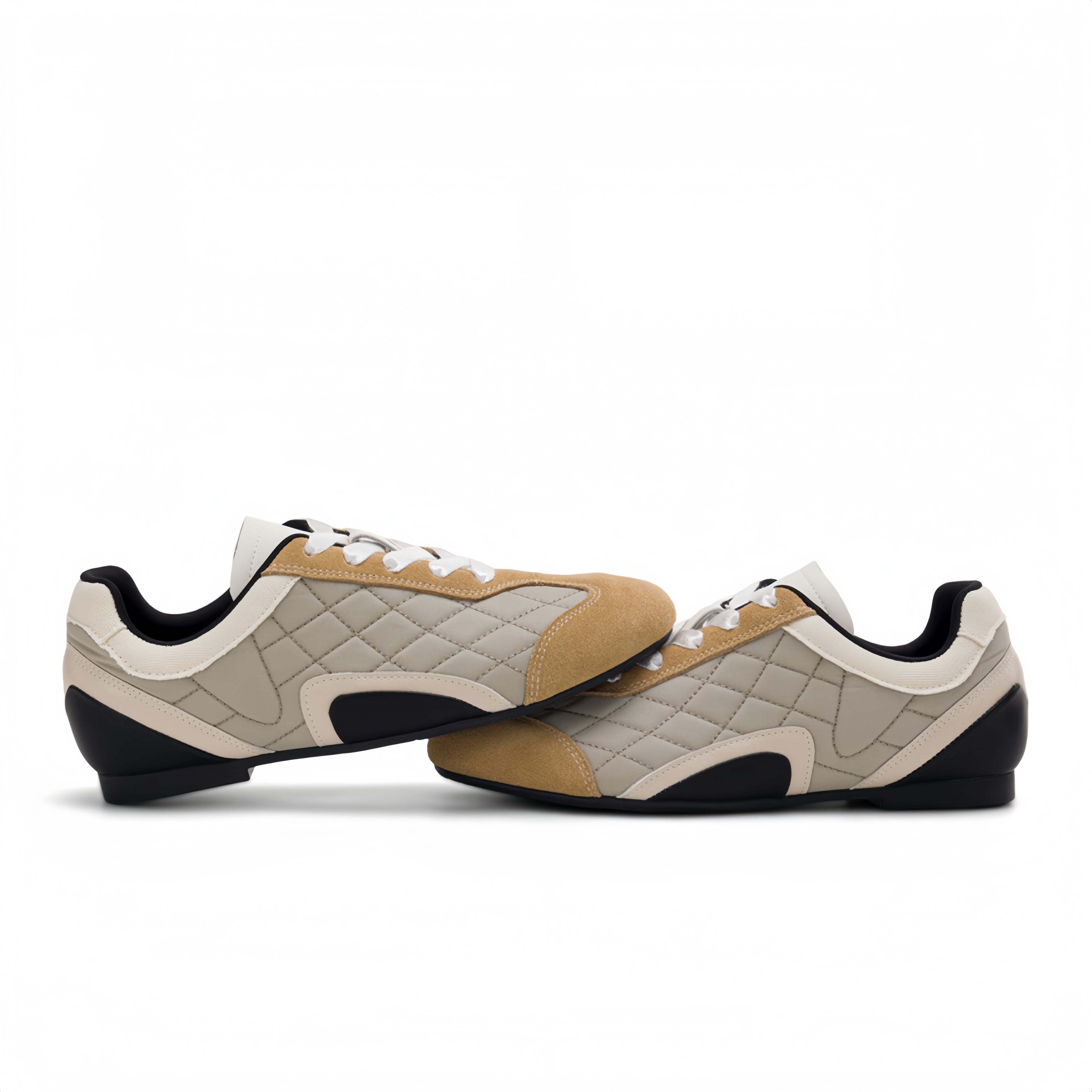 The Dual Stride Khaki Vintage Diamond pattern Casual Shoes