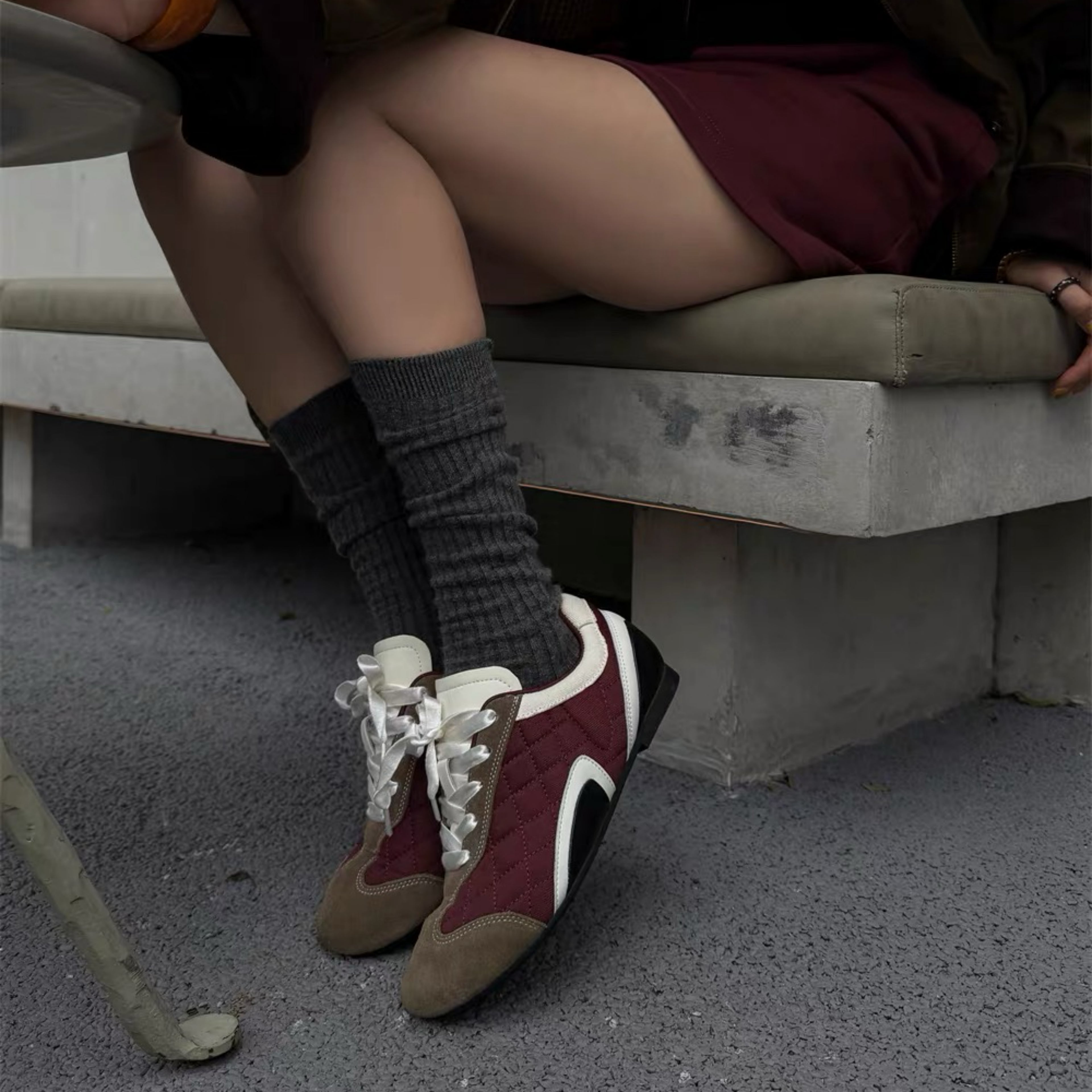 The Dual Stride Red Vintage Diamond pattern Casual Shoes