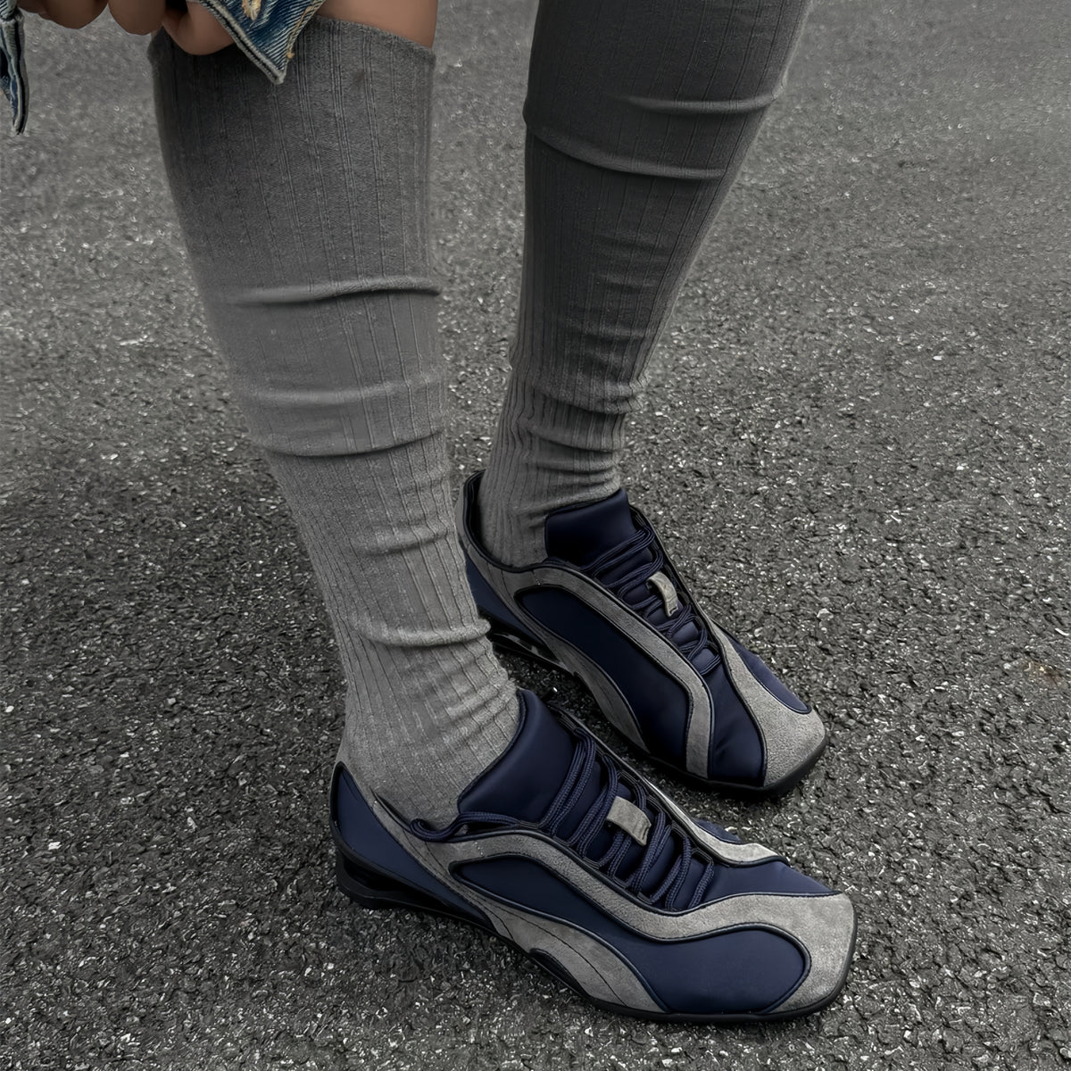 The Dual Stride Vintage Color‑Block Lace‑Up Women Sneakers