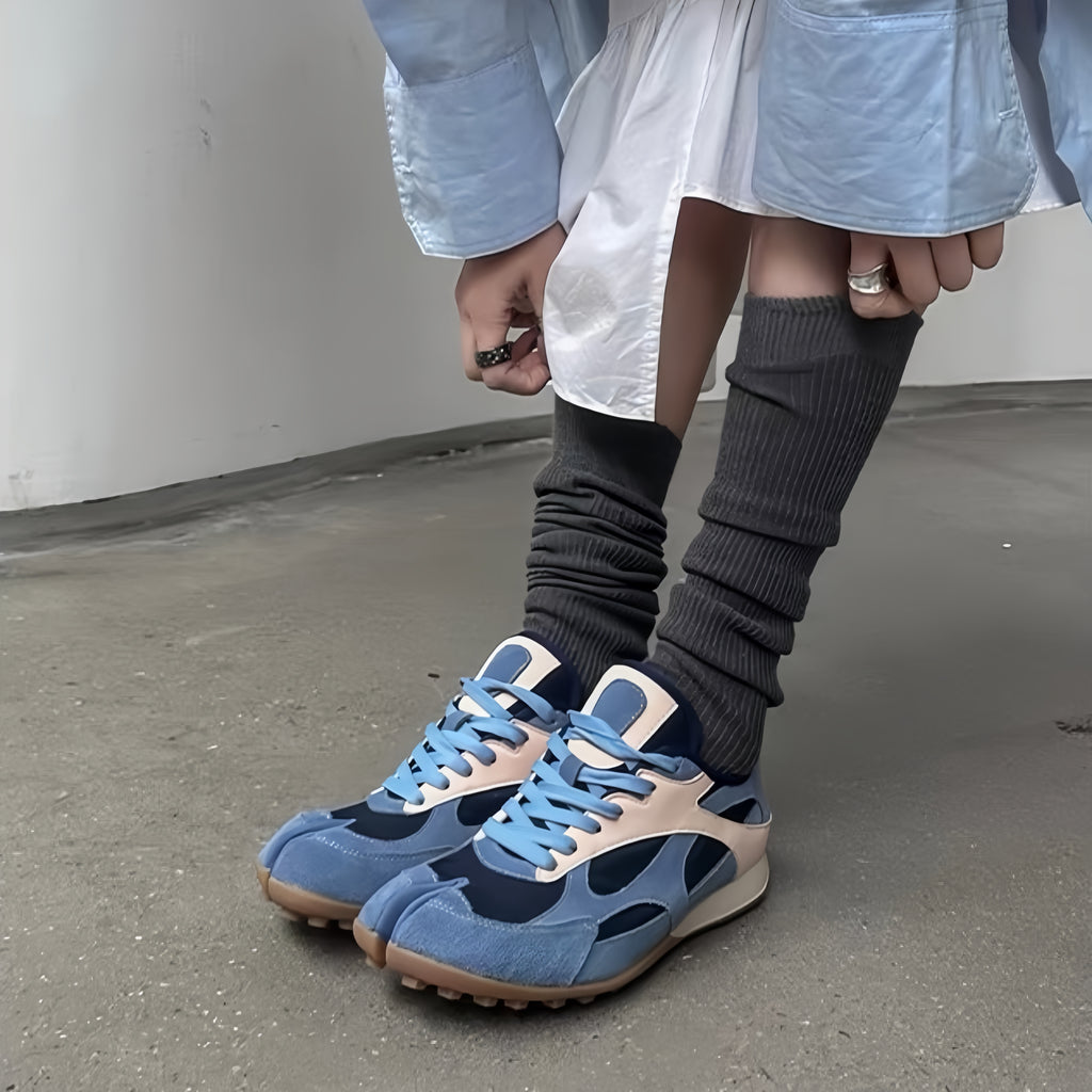 The Dual Stride Blue Split‑Toe Retro Sneakers
