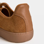 The Dual Stride Brown Flexible Sheepskin Suede Trainers