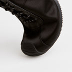 The Dual Stride Black Square-Toe  Satin Sneakers