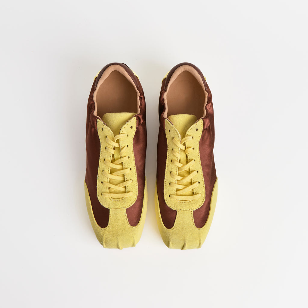 The Dual Stride Red Satin Suede Casual Sneakers