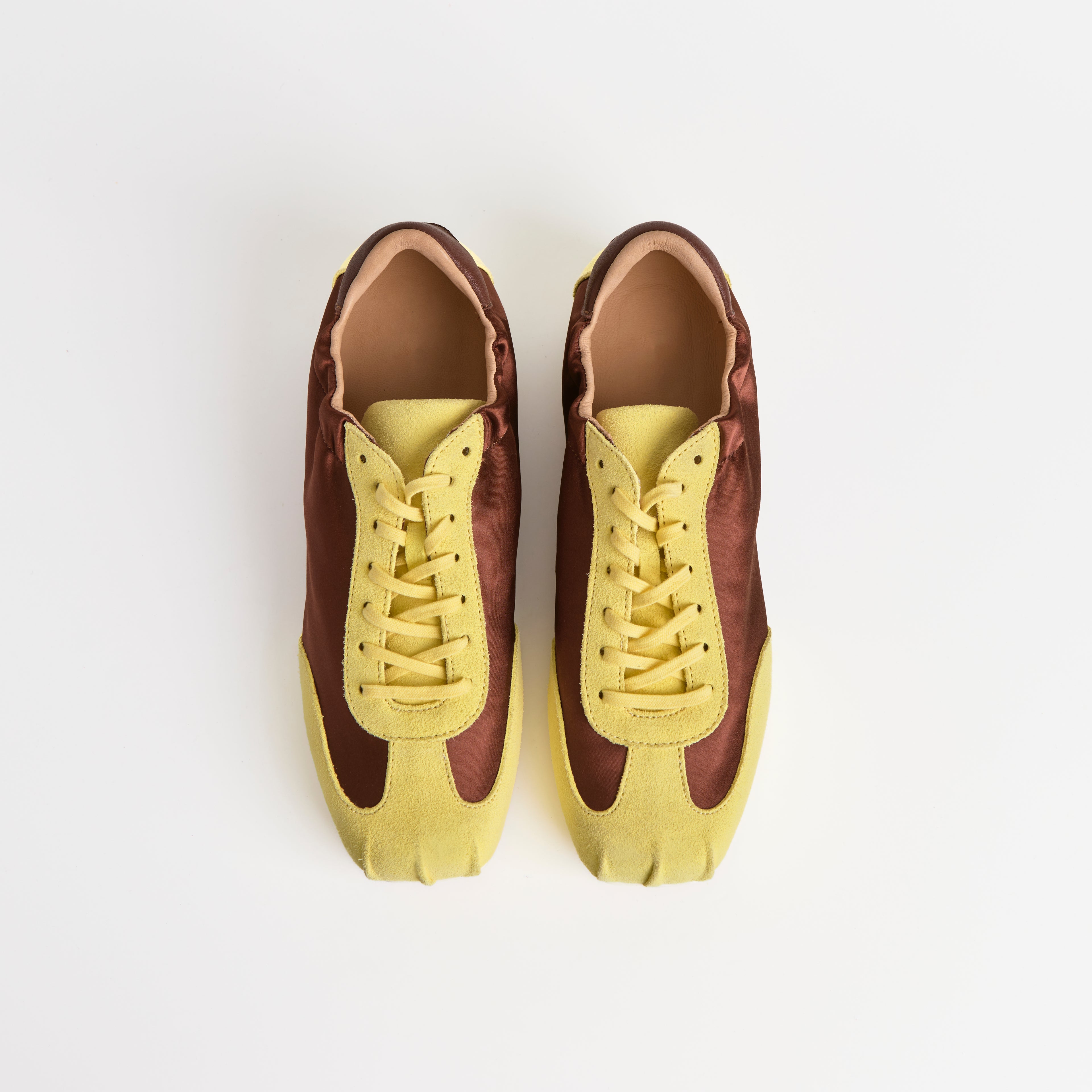 The Dual Stride Red Satin Suede Casual Sneakers