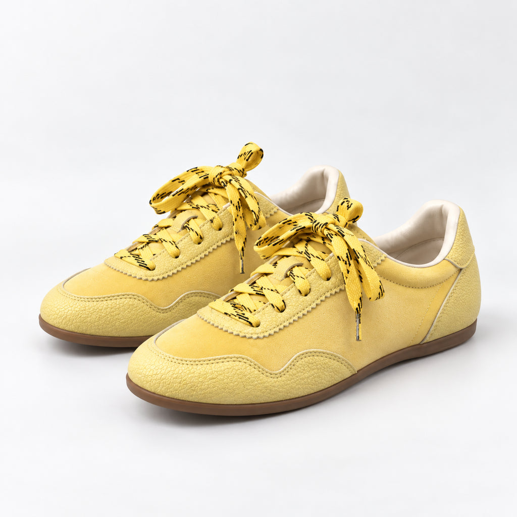 The Dual Stride Yellow Suede Retro Sneakers