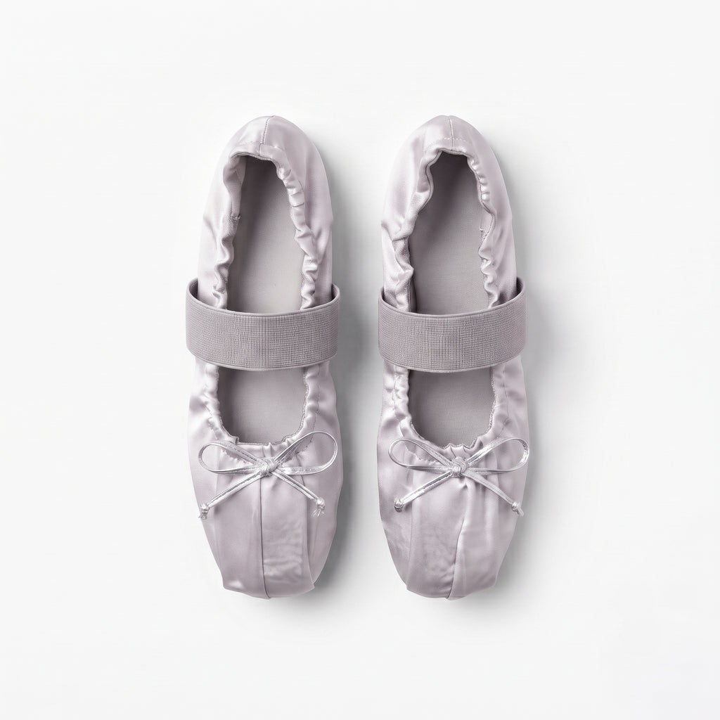 The Dual Stride Satin Bow Strap Ballet Flats