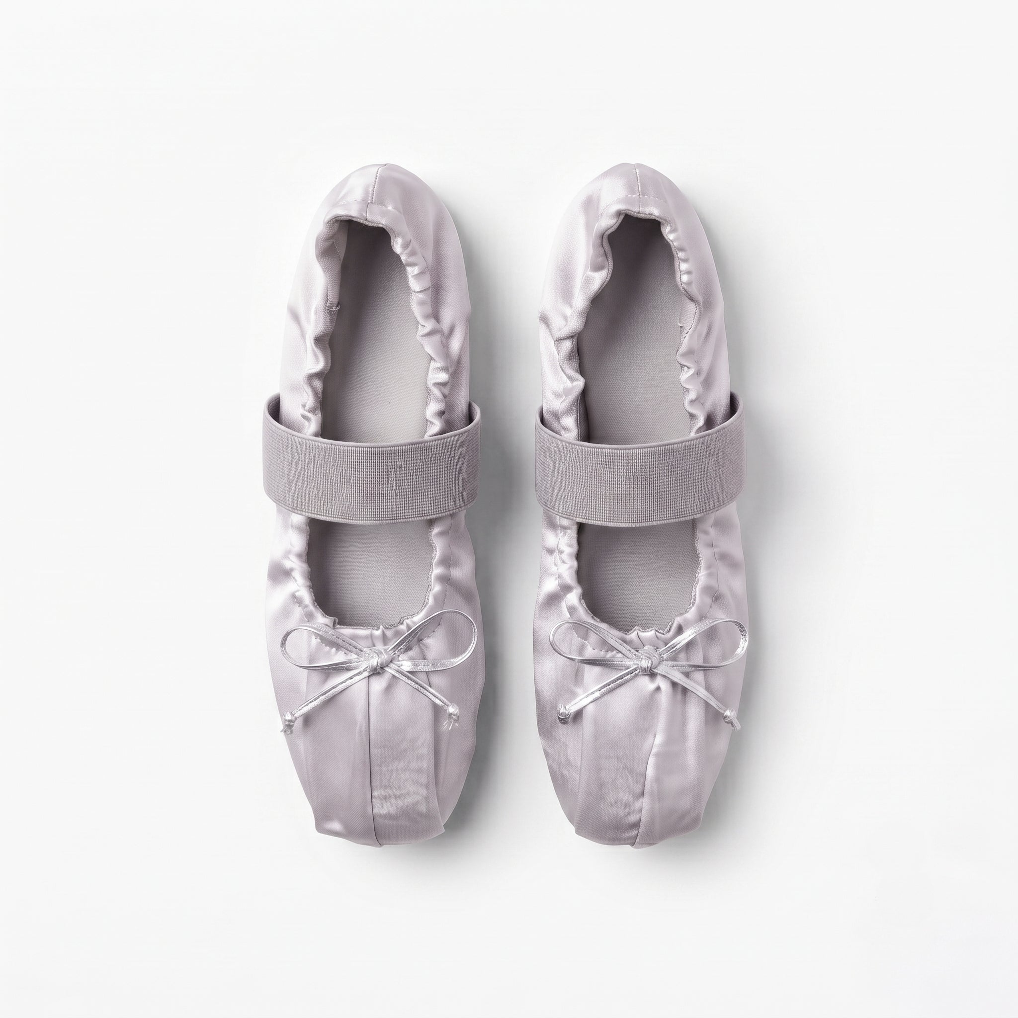 The Dual Stride Satin Bow Strap Ballet Flats
