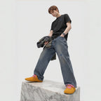 The Dual Stride Men's Yellow Suede Casual Sneakers