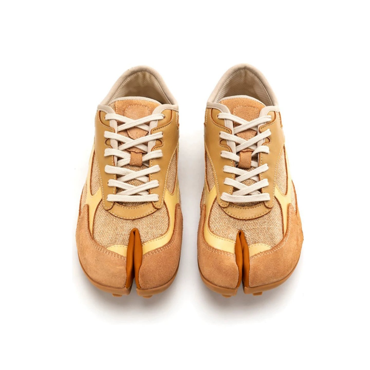 The Dual Stride Yellow Split‑Toe Retro Sneakers