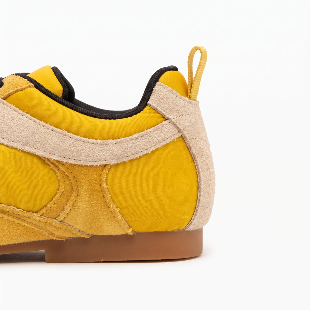 The Dual Stride Vintage Yellow Suede Nylon Retro Sneakers