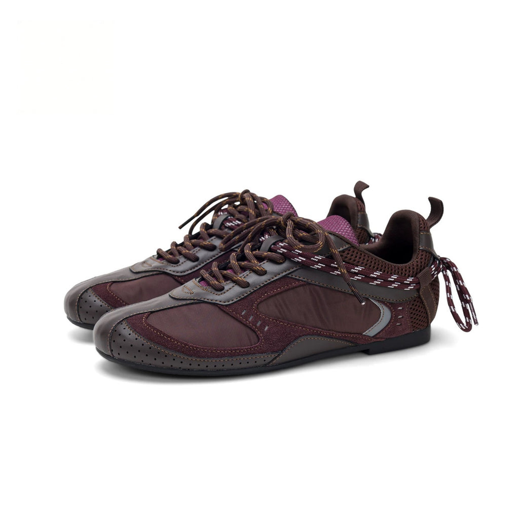 The Dual Stride Burgundy Vintage Trek Retro Trainer Sneakers