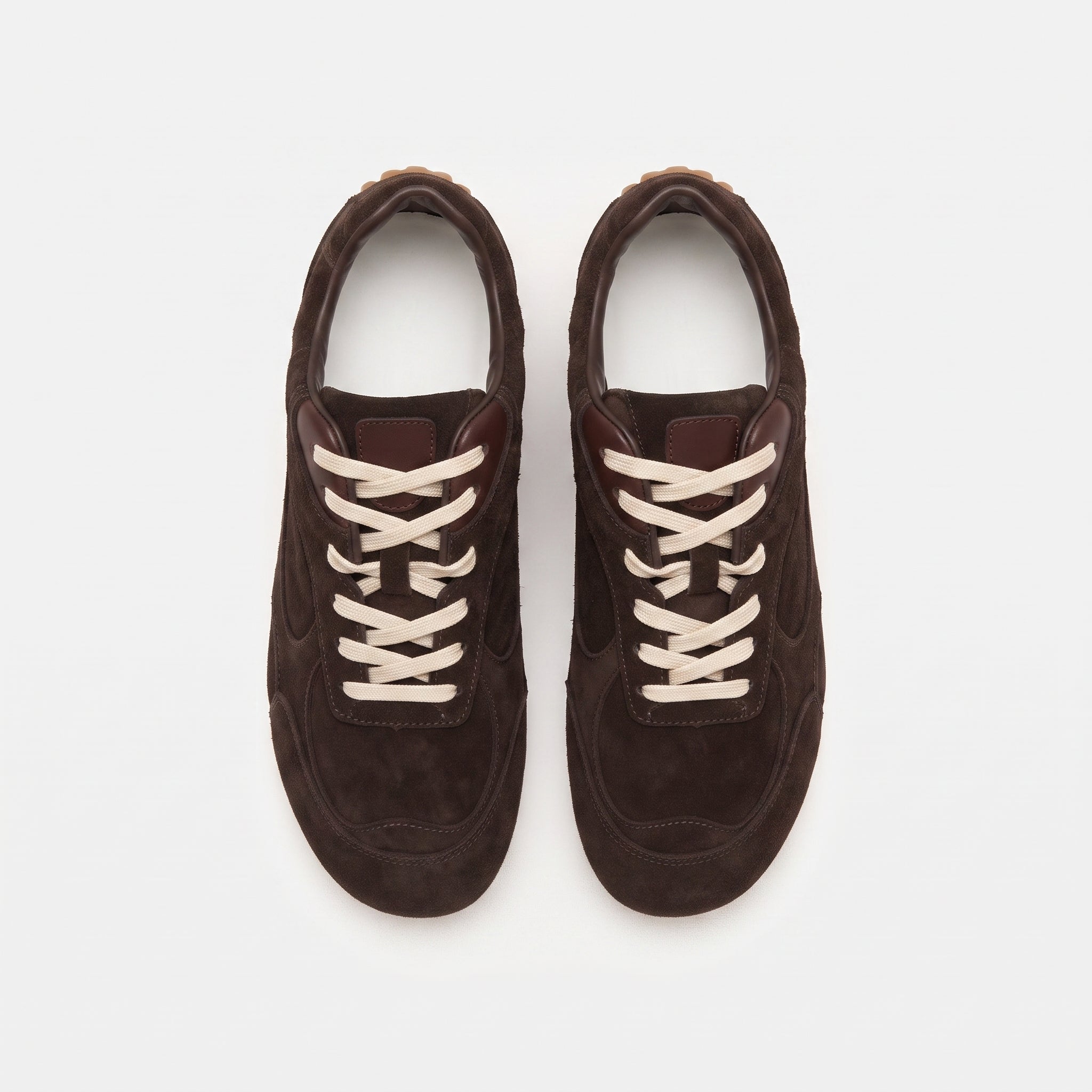 The Dual Stride Dark Brown Suede Retro Running Sneakers