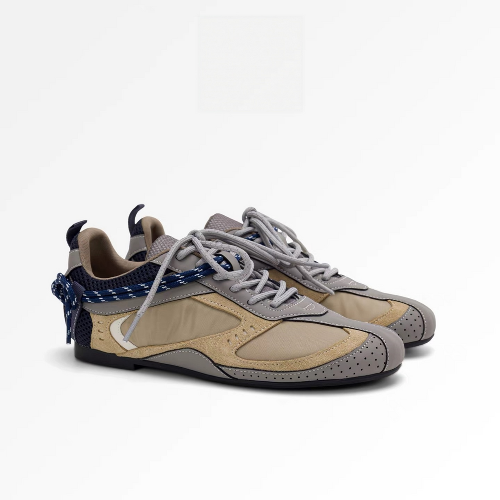 The Dual Stride Khaki Vintage Trek Retro Trainer Sneakers
