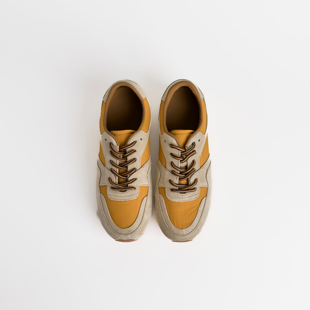 The Dual Stride Yellow Retro Suede & Nylon Athletic Trainers