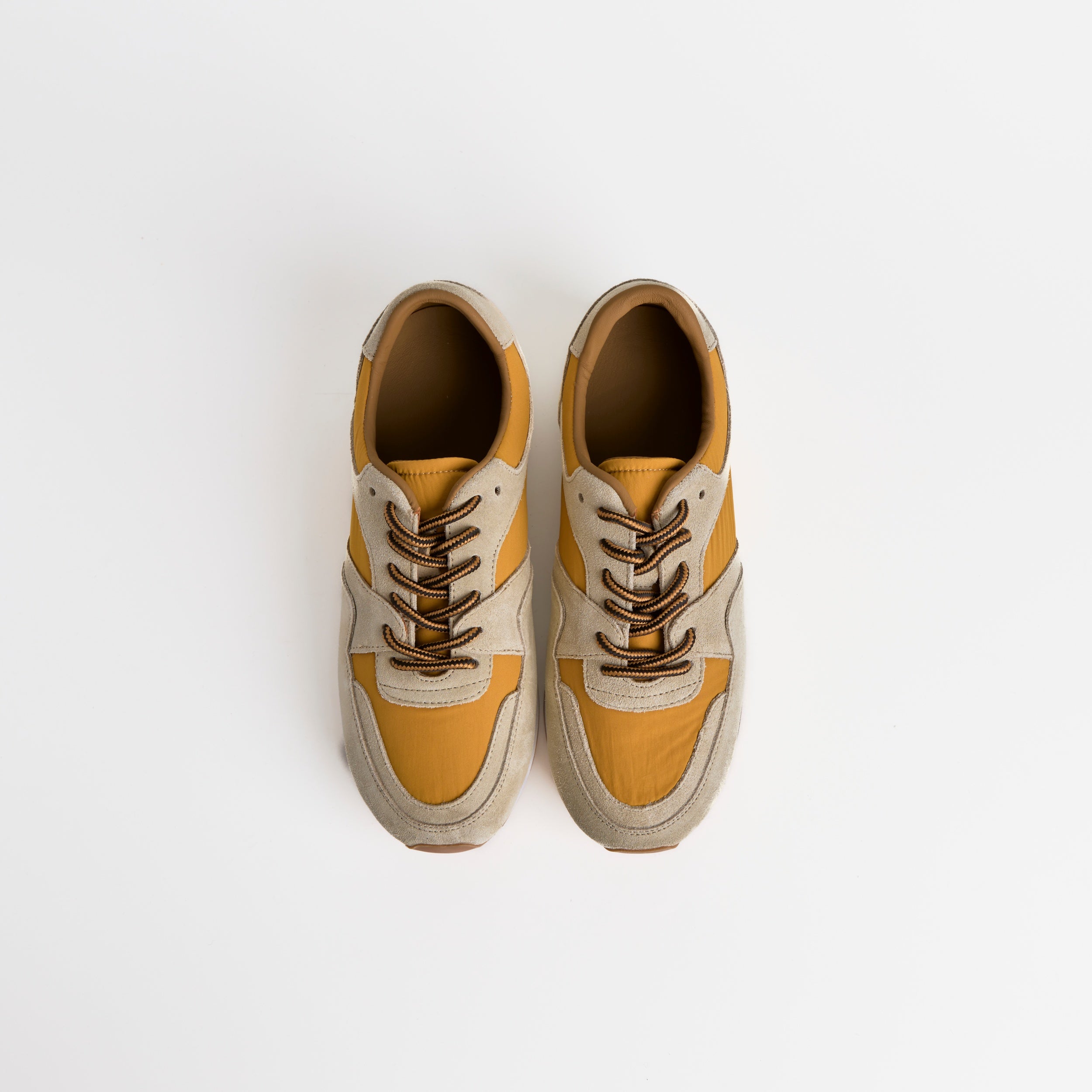 The Dual Stride Yellow Retro Suede & Nylon Athletic Trainers