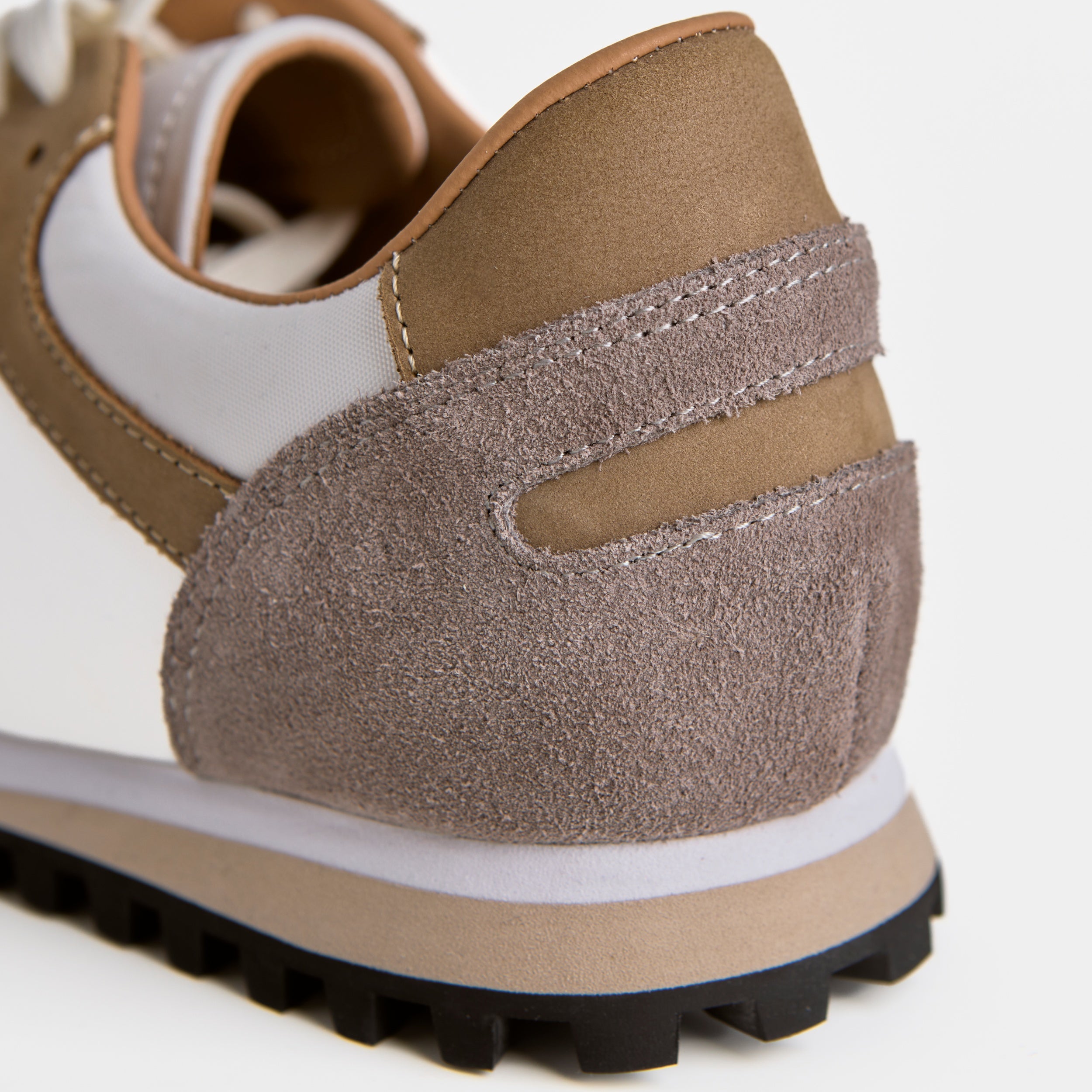 The Dual Stride White Retro Suede & Nylon Athletic Trainers