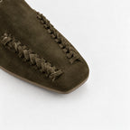 The Dual Stride Olive Brown Braided Suede Loafers