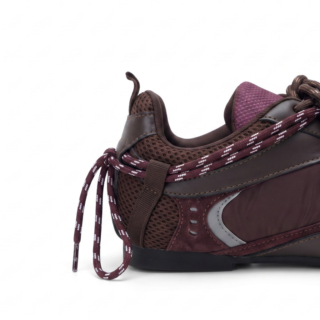 The Dual Stride Burgundy Vintage Trek Retro Trainer Sneakers