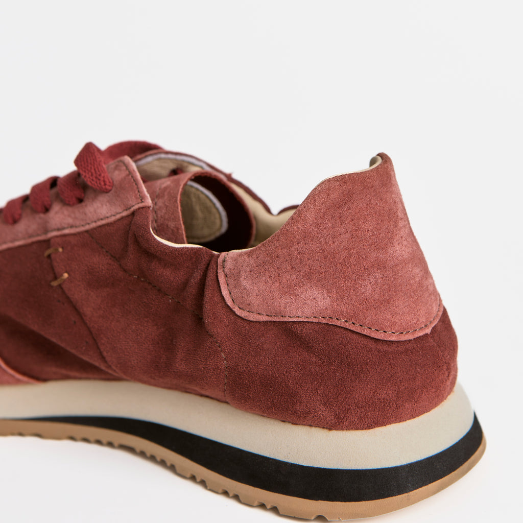 The Dual Stride Red Minimalist Suede Sneakers