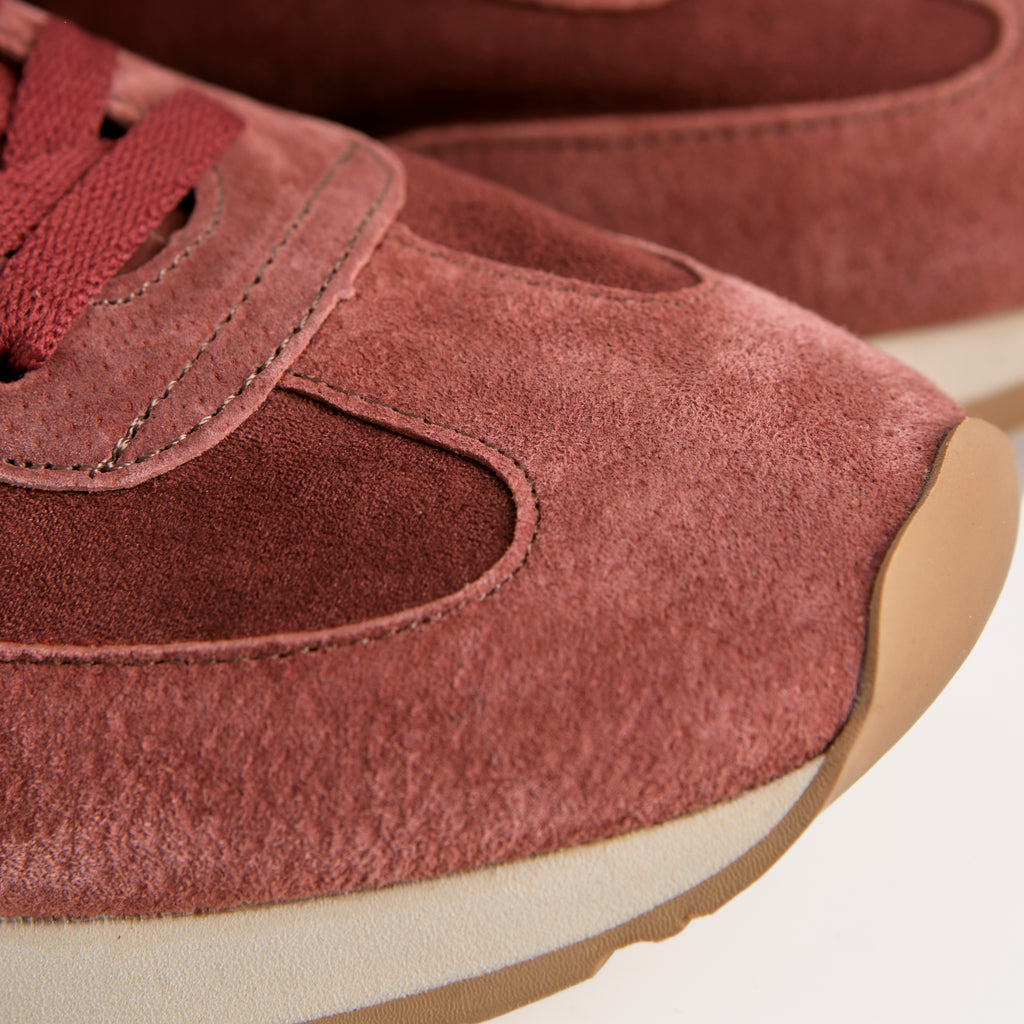 The Dual Stride Red Minimalist Suede Sneakers