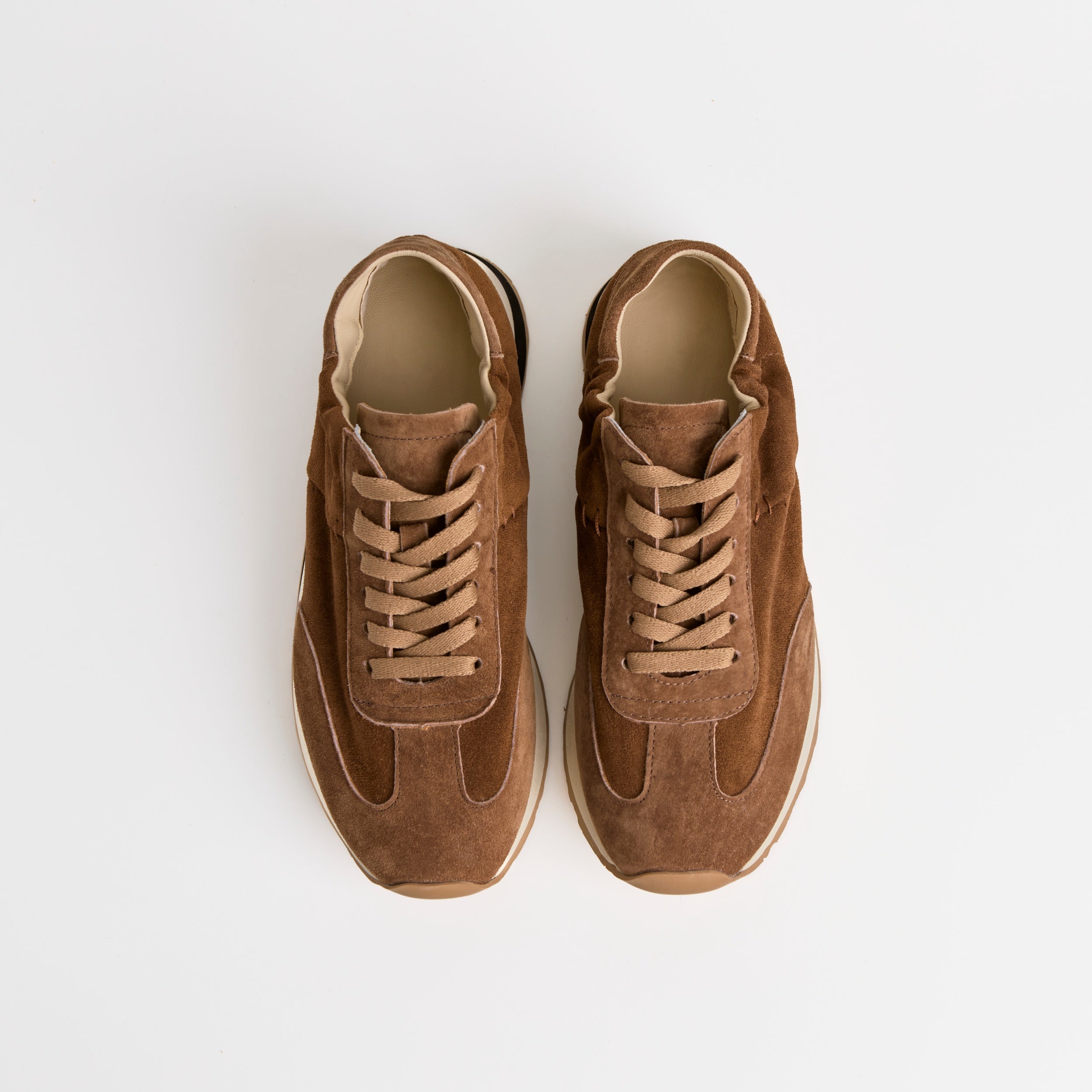 The Dual  Stride Brown Minimalist Suede Sneakers
