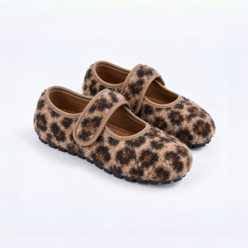 The Dual Stride Women's Leopard Print Fuzzy Mary Jane Flats