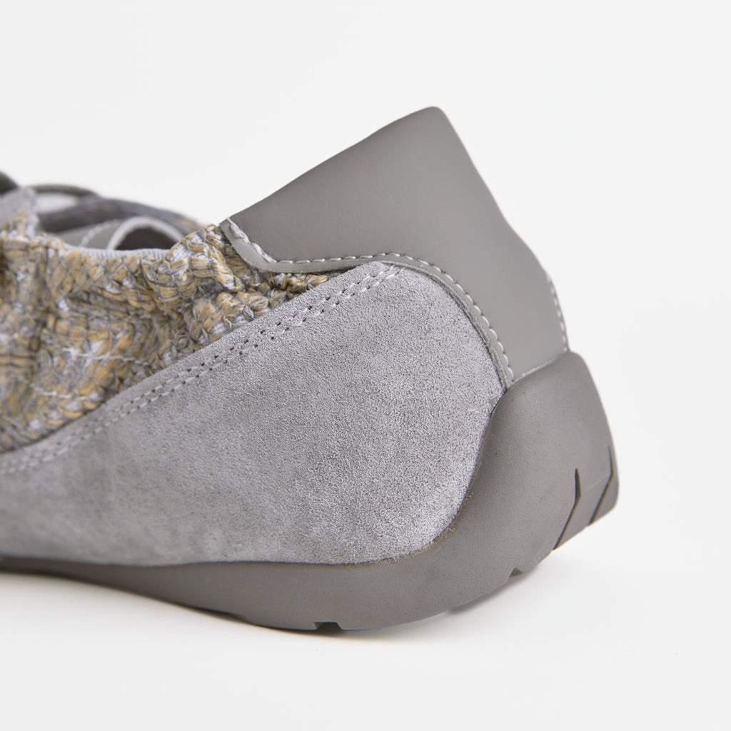 The Dual Stride Gray Woven Pattern Multi-Textured Leisure Trainers