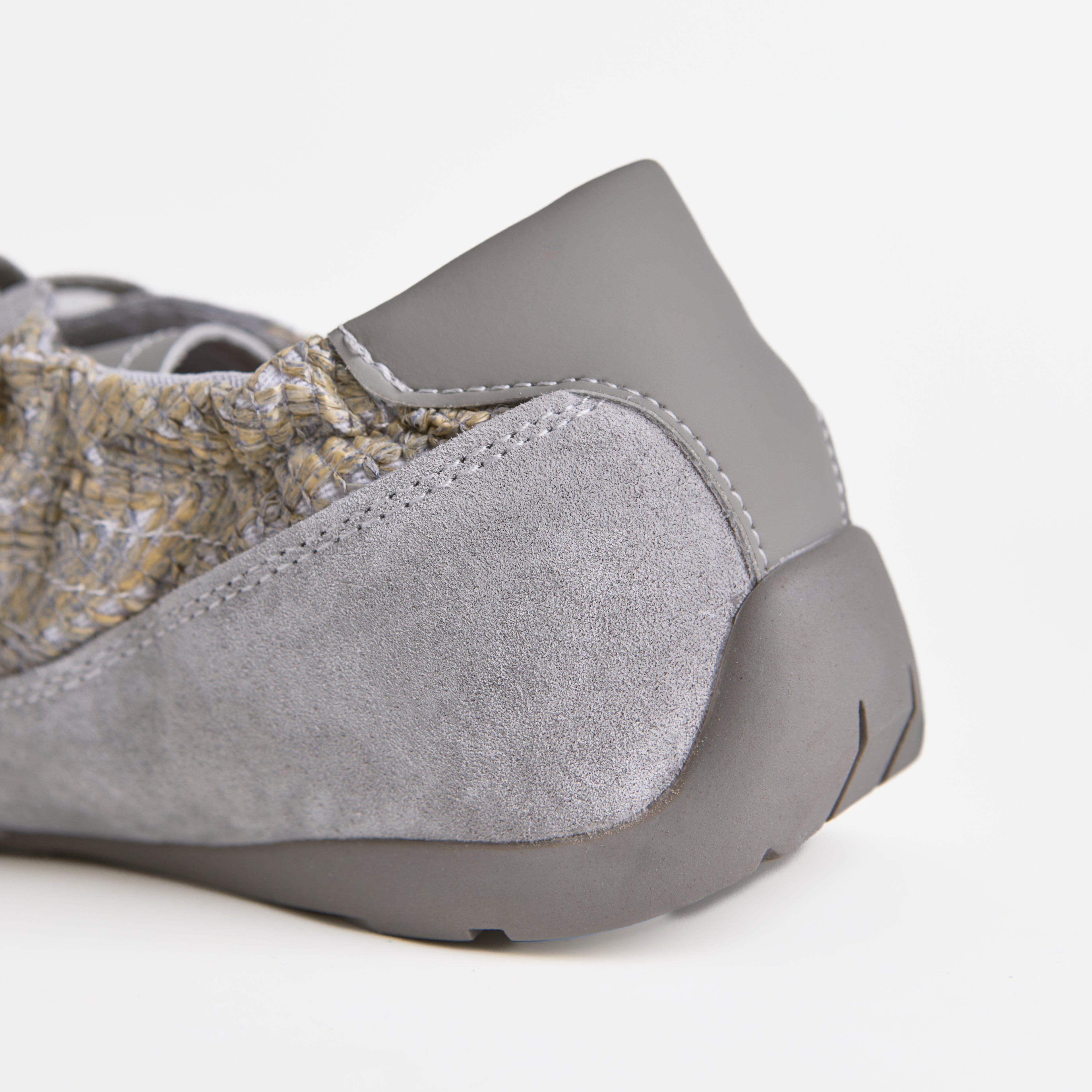 The Dual Stride Gray Woven Pattern Multi-Textured Leisure Trainers
