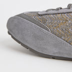 The Dual Stride Gray Woven Pattern Multi-Textured Leisure Trainers