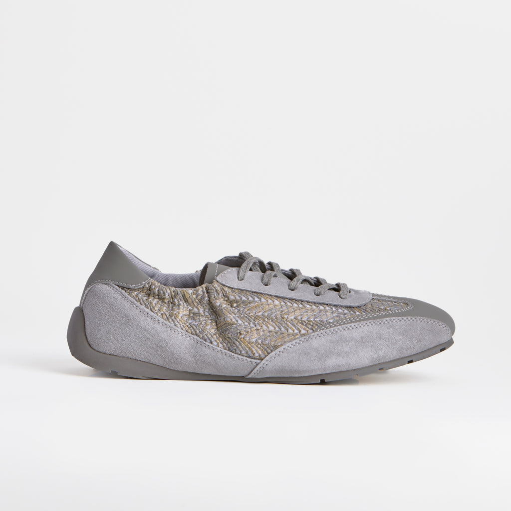 The Dual Stride Gray Woven Pattern Multi-Textured Leisure Trainers