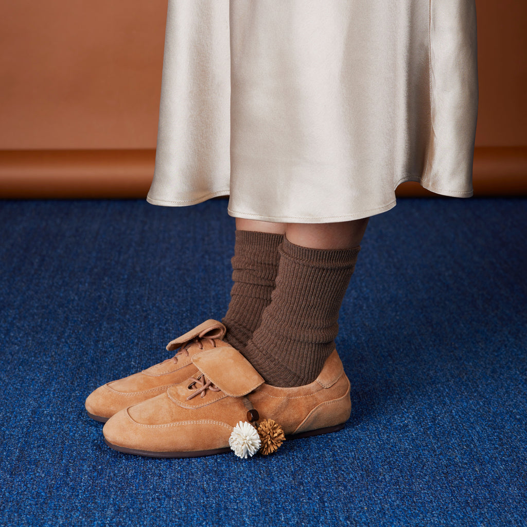 The Dual Stride Women's  Brown Suede Slip-On Trainers